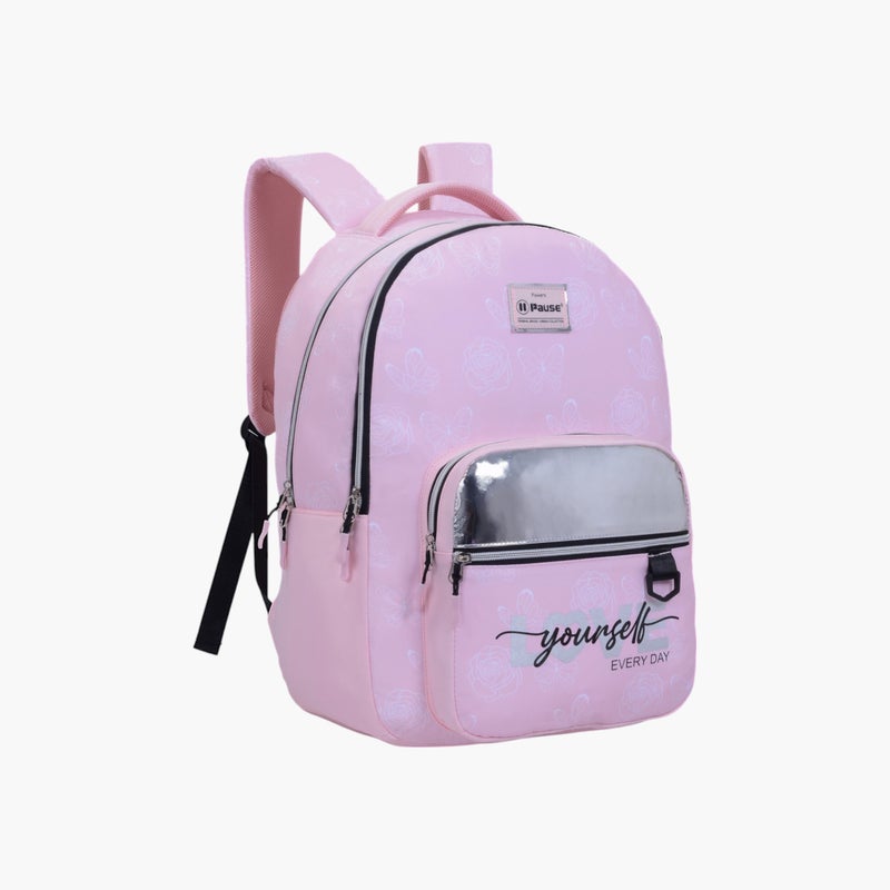 PAUSE Floral Print Backpack with Adjustable Straps and Zip Closure - 6x12x21 cms - Image 2